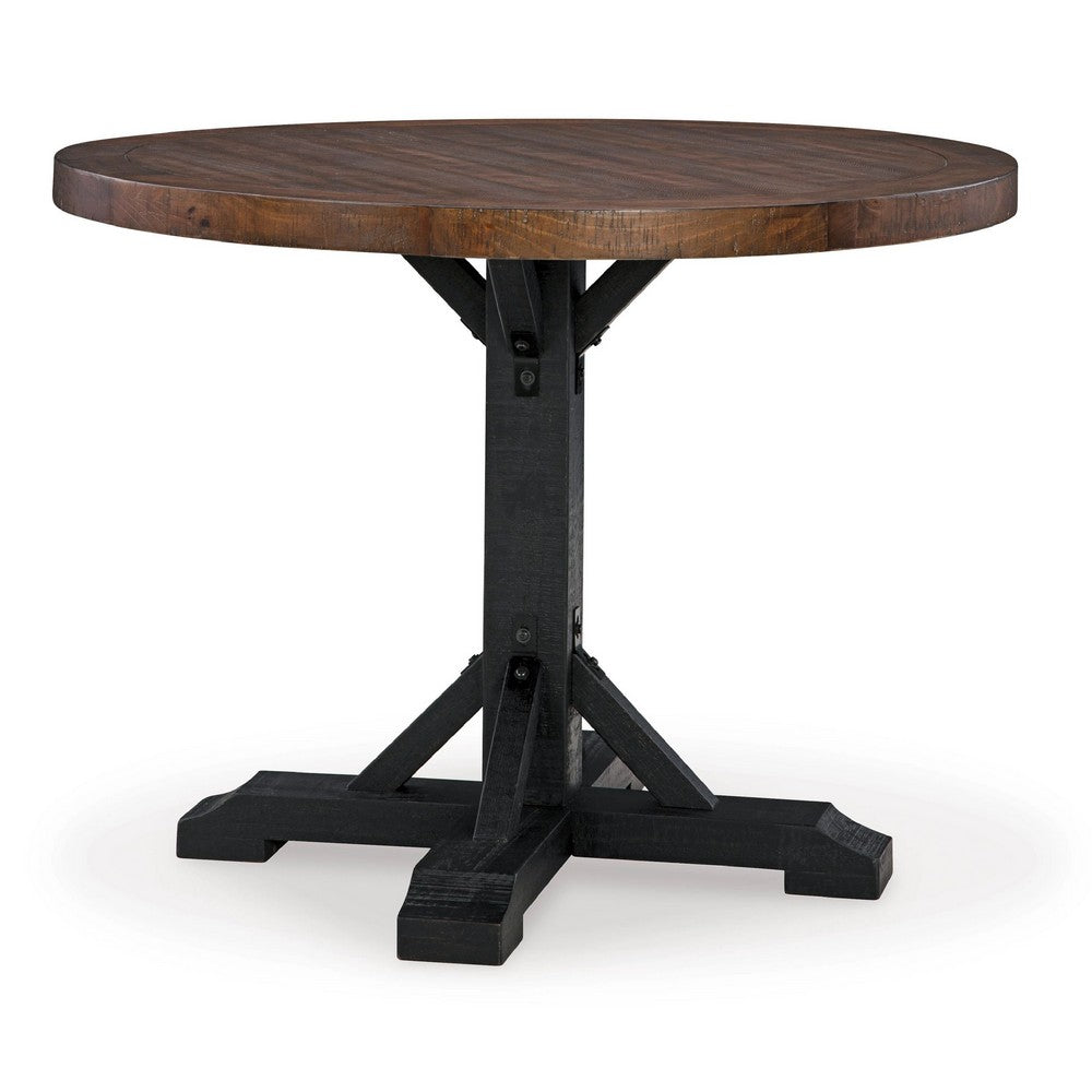 Becy Counter Height Dining Table | 48" Round Brown Top | Black Base