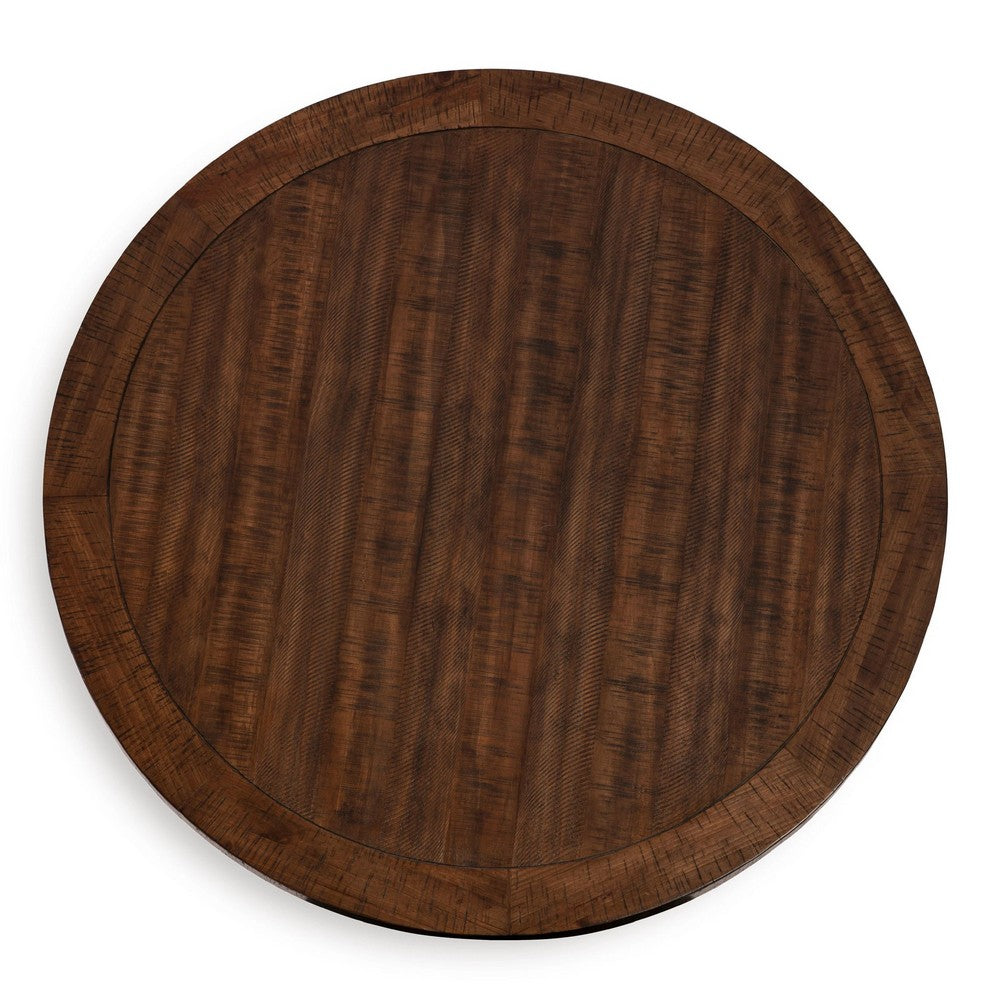Becy Counter Height Dining Table | 48" Round Brown Top | Black Base