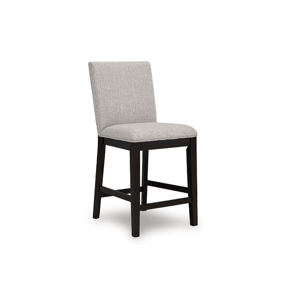 Nea Counter Stool Chair Set of 2 | Gray Polyester | Dark Brown Wood Frame
