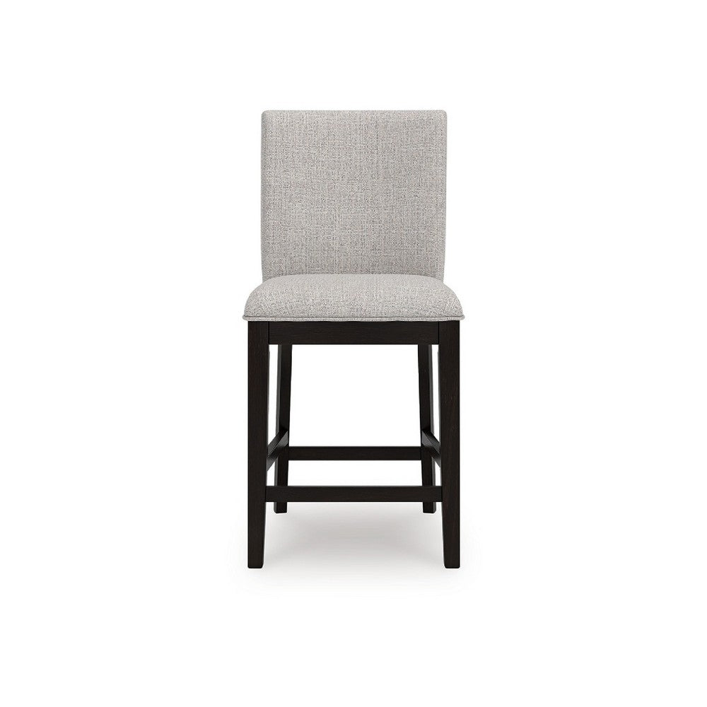 Nea Counter Stool Chair Set of 2 | Gray Polyester | Dark Brown Wood Frame