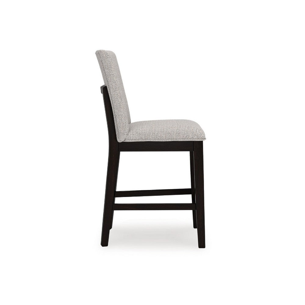 Nea Counter Stool Chair Set of 2 | Gray Polyester | Dark Brown Wood Frame