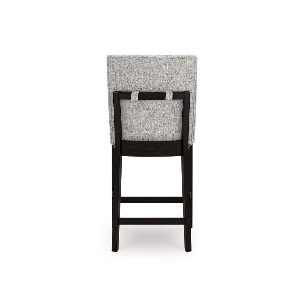 Nea Counter Stool Chair Set of 2 | Gray Polyester | Dark Brown Wood Frame