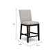 Nea Counter Stool Chair Set of 2 | Gray Polyester | Dark Brown Wood Frame