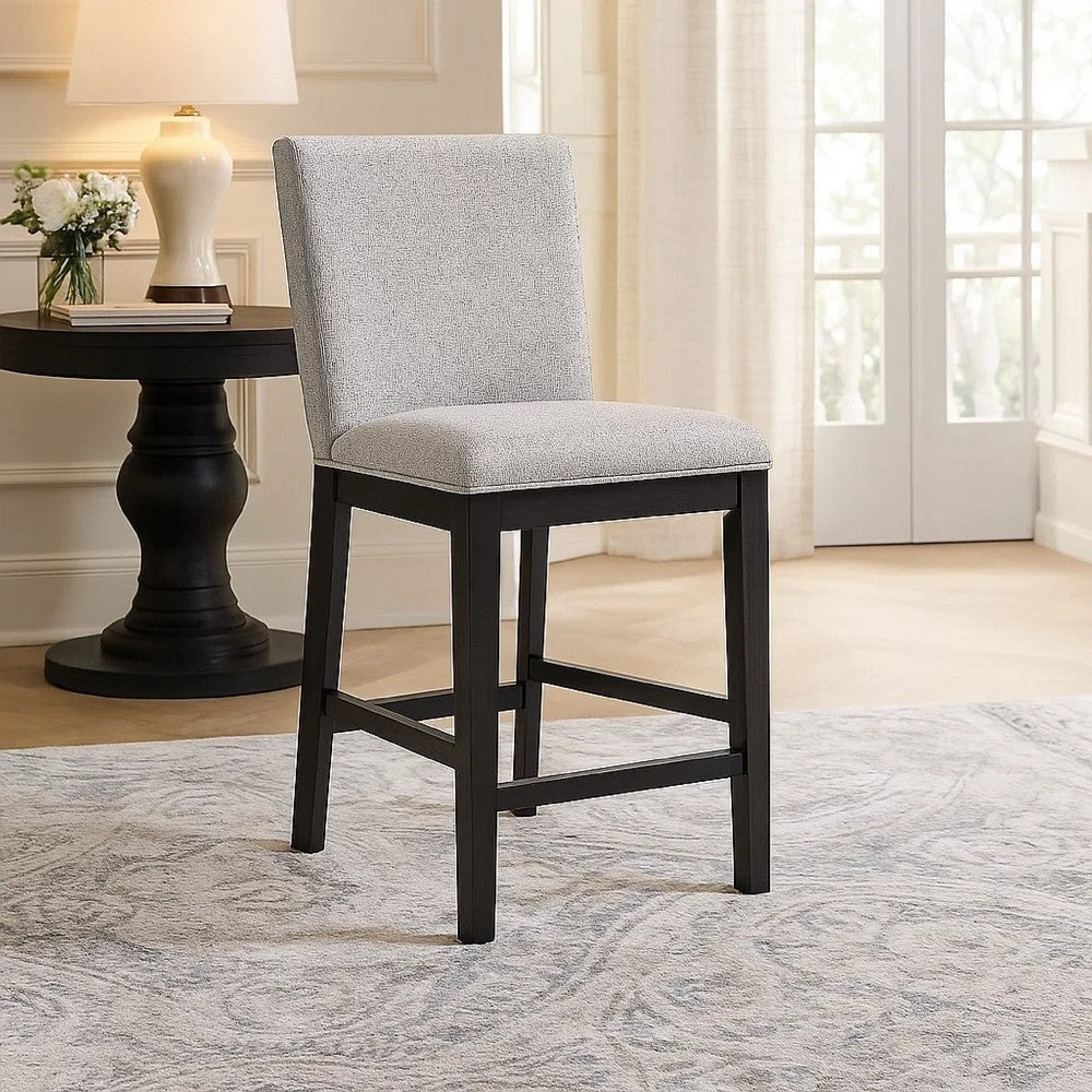 Nea Counter Stool Chair Set of 2 | Gray Polyester | Dark Brown Wood Frame