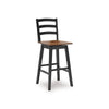 Fleur Swivel Barstool Chair Set of 2 | Butcher Block Seat | Black Frame