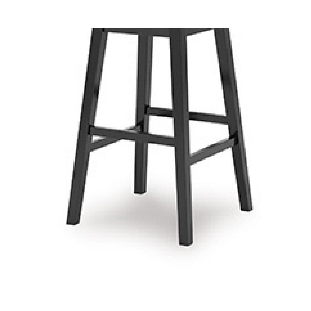 Fleur Swivel Barstool Chair Set of 2 | Butcher Block Seat | Black Frame