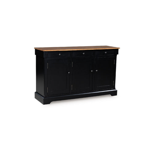 Fleur Sideboard Buffet Server | 59" Butcher Block Top | Brown Black