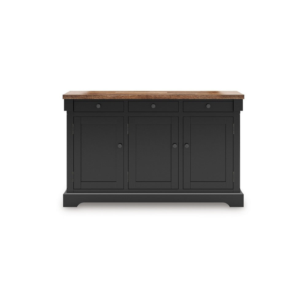 Fleur Sideboard Buffet Server | 59" Butcher Block Top | Brown Black
