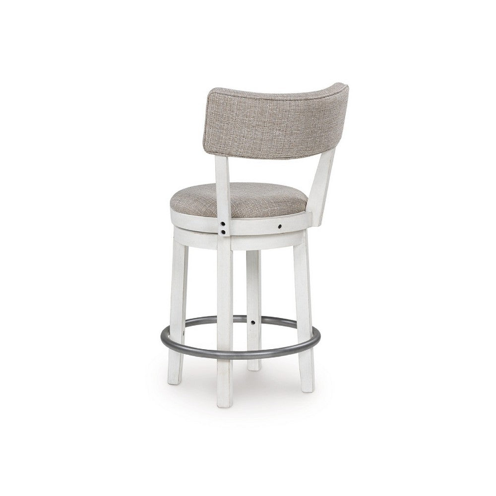 Lea Swivel Counter Stool Chair Set of 2 | Gray Padded Seats | Antique White