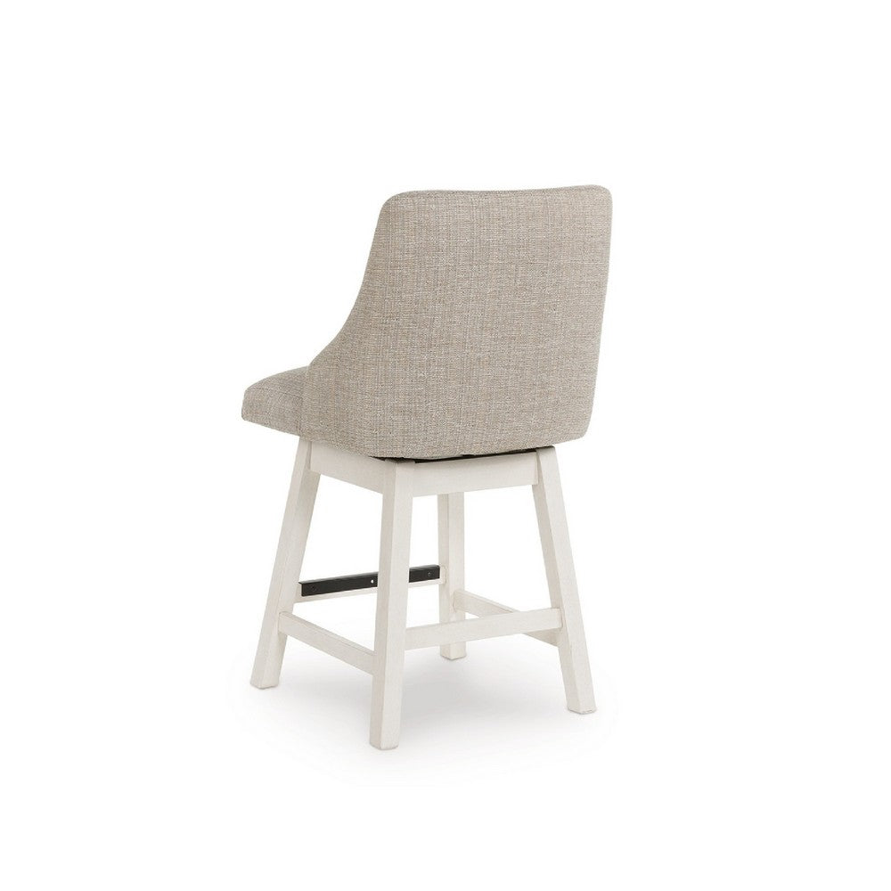 Lea Swivel Counter Stool Chair Set of 2 | Gray Sloped Armrests | Antique White