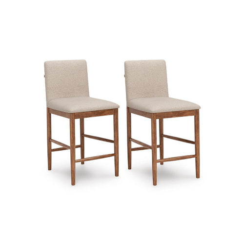 Wrenn Counter Stool Chair Set of 2 | Beige Padded | Natural Light Brown