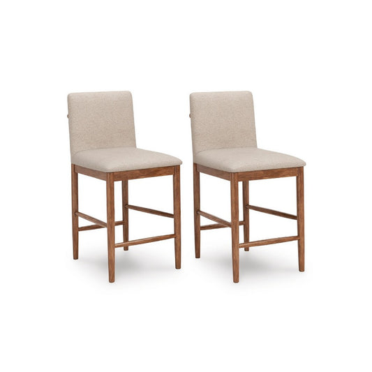 Wrenn Counter Stool Chair Set of 2 | Beige Padded | Natural Light Brown