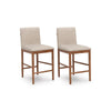 Wrenn Counter Stool Chair Set of 2 | Beige Padded | Natural Light Brown
