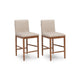 Wrenn Counter Stool Chair Set of 2 | Beige Padded | Natural Light Brown