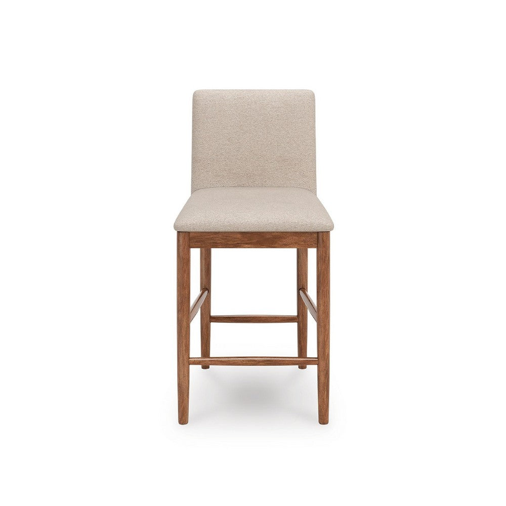 Wrenn Counter Stool Chair Set of 2 | Beige Padded | Natural Light Brown
