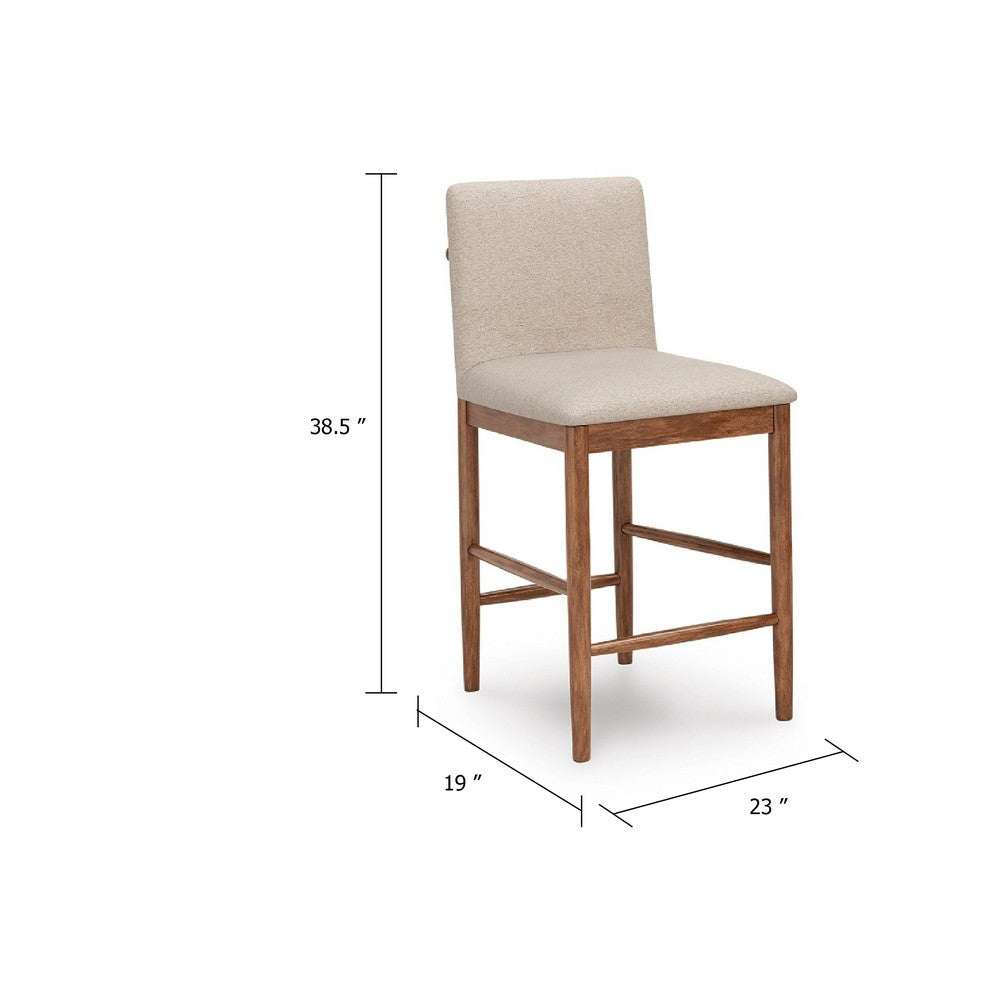 Wrenn Counter Stool Chair Set of 2 | Beige Padded | Natural Light Brown