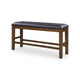 Raly Counter Height Bench | 50" Black Faux Leather Padded | Brown Wood
