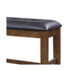 Raly Counter Height Bench | 50" Black Faux Leather Padded | Brown Wood