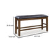 Raly Counter Height Bench | 50" Black Faux Leather Padded | Brown Wood