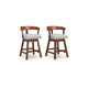 Raly Swivel Counter Stool Chair | Gray Padded Seat & Curved Backs | Brown