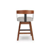 Raly Swivel Counter Stool Chair | Gray Padded Seat & Curved Backs | Brown