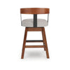 Raly Swivel Counter Stool Chair | Gray Padded Seat & Curved Backs | Brown