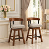 Raly Swivel Counter Stool Chair | Gray Padded Seat & Curved Backs | Brown