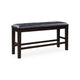 Hado Counter Height Bench | 50" Black Faux Leather Padded | Brown Wood