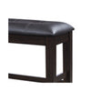 Hado Counter Height Bench | 50" Black Faux Leather Padded | Brown Wood