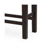 Hado Counter Height Bench | 50" Black Faux Leather Padded | Brown Wood