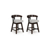 Hado Swivel Counter Stool Chair | Gray Padded Seat | Curved | Dark Brown