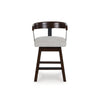 Hado Swivel Counter Stool Chair | Gray Padded Seat | Curved | Dark Brown