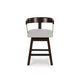 Hado Swivel Counter Stool Chair | Gray Padded Seat | Curved | Dark Brown