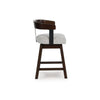 Hado Swivel Counter Stool Chair | Gray Padded Seat | Curved | Dark Brown