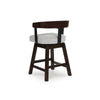 Hado Swivel Counter Stool Chair | Gray Padded Seat | Curved | Dark Brown