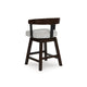 Hado Swivel Counter Stool Chair | Gray Padded Seat | Curved | Dark Brown