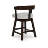 Hado Swivel Counter Stool Chair | Gray Padded Seat | Curved | Dark Brown