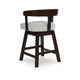 Hado Swivel Counter Stool Chair | Gray Padded Seat | Curved | Dark Brown