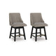 Nea Swivel Counter Stool Chair Set of 2 | Taupe Gray Padded | Dark Brown