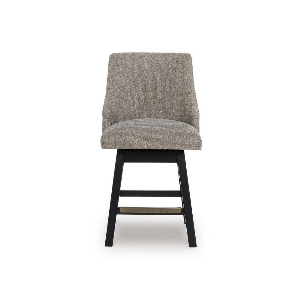Nea Swivel Counter Stool Chair Set of 2 | Taupe Gray Padded | Dark Brown