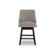 Nea Swivel Counter Stool Chair Set of 2 | Taupe Gray Padded | Dark Brown