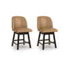 Nea Swivel Counter Stool Chair Set of 2 | Warm Brown Faux Leather