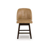 Nea Swivel Counter Stool Chair Set of 2 | Warm Brown Faux Leather