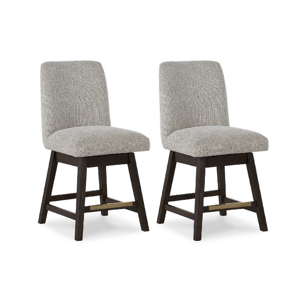 Haus Swivel Counter Height Chair Set of 2 | Beige Foam Seats | Dark Brown