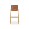 Cia Tall Barstool Chair Set of 2 | Bucket Faux Leather Seat | Gold Legs
