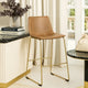 Cia Tall Barstool Chair Set of 2 | Toast Brown Bucket Faux Leather Seat