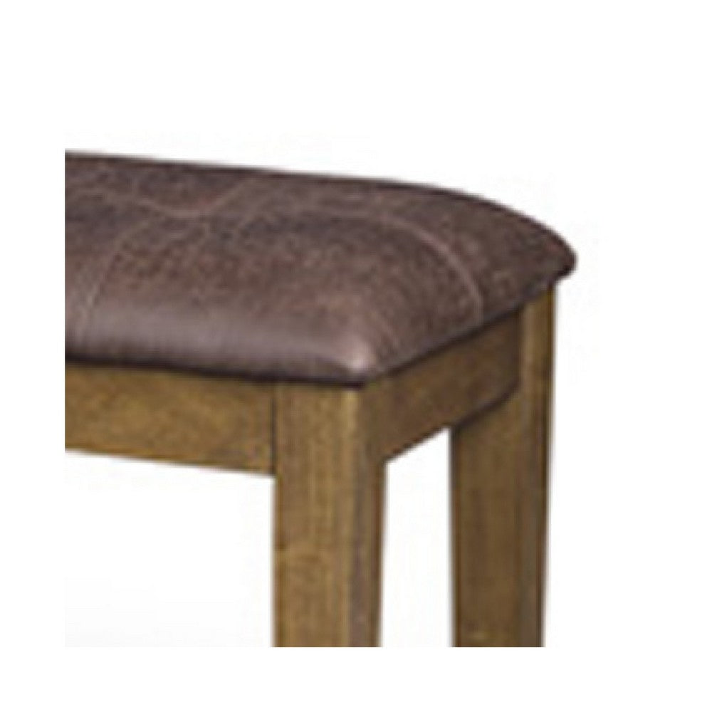 Fori Dining Bench | 50" Faux Leather Seat | Light Brown Tapered Legs