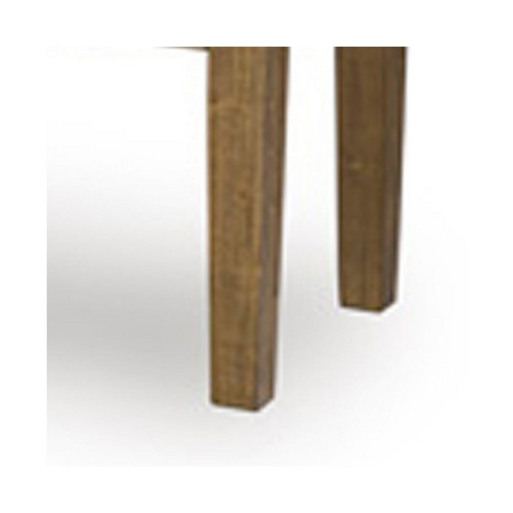 Fori Dining Bench | 50" Faux Leather Seat | Light Brown Tapered Legs