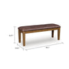 Fori Dining Bench | 50" Faux Leather Seat | Light Brown Tapered Legs