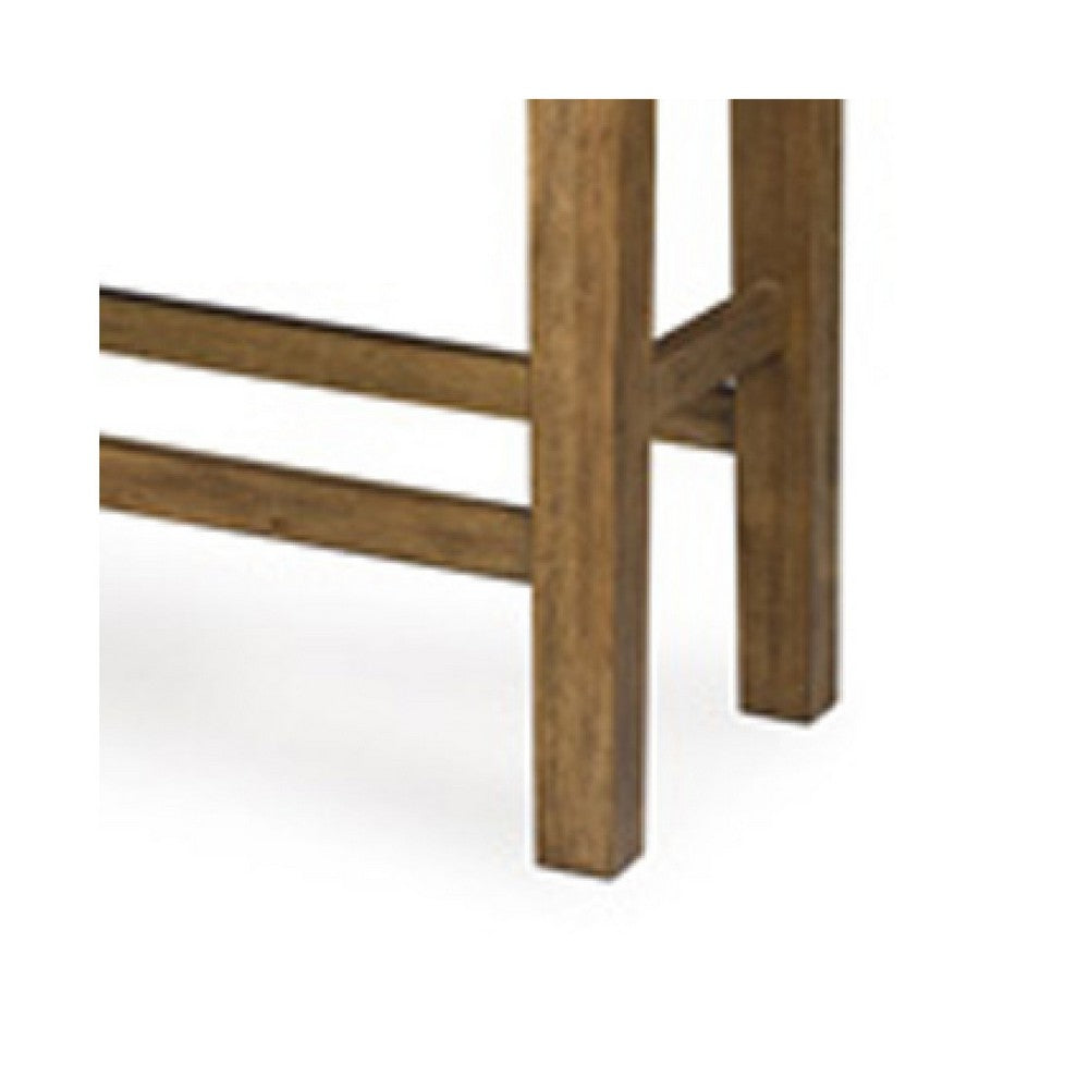 Fori Counter Height Bench | 50" Faux Leather Seat | Light Brown Legs